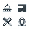 Th of july line icons. linear set. quality vector line set such as , barbecue, shorts