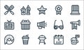 Th of july line icons. linear set. quality vector line set such as beer, barbecue, doughnut, th of july, soft drink, tv, glasses,