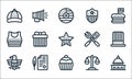 th of july line icons. linear set. quality vector line set such as capitol, cupcake, eagle, justice, document, crop top, barbecue