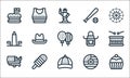 Th of july line icons. linear set. quality vector line set such as cupcake, cap, usa, cd, ice cream stick, apron, baseball bat,