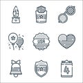 th of july line icons. linear set. quality vector line set such as th of july, shield, bell, heart, sticker, th of july, usa,