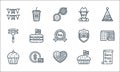 Th of july line icons. linear set. quality vector line set such as usa, heart, cupcake, apple pie, dollar, sausage, shield, cowboy Royalty Free Stock Photo
