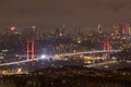 15th july martyrs' bridge aka Bosphorus Bridge and cityscape of Istanbul Royalty Free Stock Photo