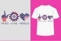 About 4th July Peace Love America T-shirt Design