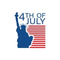 4th of July, poster with The Statue of Liberty. USA independence day, vector illustration in flat Royalty Free Stock Photo