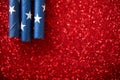 4th of July. Red abstract background from bokeh stars of glitters and straw cocktail. Memorial, President, Labor Day background Royalty Free Stock Photo