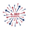 4th july, red and blue fireworks on white background Royalty Free Stock Photo