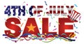 4th of July Sale Text with US Flag Confetti vector Illustration