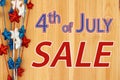 4th of July Sale type message with red, white and blue stars