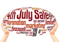 4th july sale word cloud sphere concept Royalty Free Stock Photo