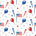 4th of July seamless pattern with festive attributes.