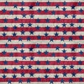 4th of July seamless pattern independence day backgrounds USA American blue Stars and red stripes Royalty Free Stock Photo