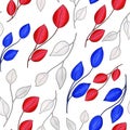 4th of July seamless watercolor pattern of branches