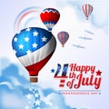 4th of July American Independence Day Hot Air Balloon Ride Royalty Free Stock Photo