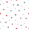 4th of July Stars Grunge Abstract Seamless Pattern, colored as USA Flag. Vector Illustration of Stars Grunge Background for Royalty Free Stock Photo