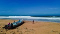 15th July 2023, Thiruvananthapuram, Kerala, India, fishing boats and local Fisherman, Kerala coastline, seascape view