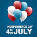 4th of July United States national Independence Day celebration background with stars and balloons. Vector illustration Royalty Free Stock Photo