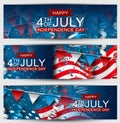 4th of July United States national Independence Day celebration banner set with blue, red, and white confetti for a website header Royalty Free Stock Photo