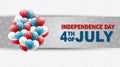 4th of July United States national Independence Day celebration banner on a transparent background with blue, red, and white ballo Royalty Free Stock Photo