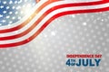 4th of July United States national Independence Day celebration glowing background with American flag. Party concept. Royalty Free Stock Photo
