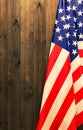 4th of July, the US Independence Day, place to advertise, wood background, American flag Royalty Free Stock Photo