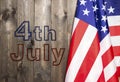 4th of July, the US Independence Day, place to advertise, wood background, American flag Royalty Free Stock Photo