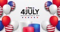 4th july of usa, american independence day ceremonial with podium product display and colorful balloon party celebration poster Royalty Free Stock Photo