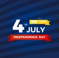 4th of July with USA flag, Independence Day Banner. Fourth of July felicitation classic postcard. USA Happy Independence