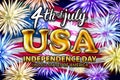 4 th of july USA gold balloons United States Independence Day Holiday Banner Greeting Card Vector Illustration fireworks art