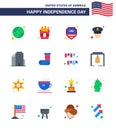 4th July USA Happy Independence Day Icon Symbols Group of 16 Modern Flats of celebration; office; shield; building; officer