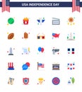 4th July USA Happy Independence Day Icon Symbols Group of 25 Modern Flats of decoration; usa; animal; video; american