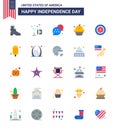 4th July USA Happy Independence Day Icon Symbols Group of 25 Modern Flats of dollar; cake; flag; states; american