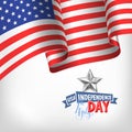 4th july USA independence day banner with american flag Royalty Free Stock Photo
