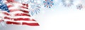 4th of july USA Independence day banner background design of American flag with fireworks
