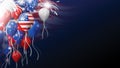 4th of july usa independence day banner design of balloon with american flag 3D render Royalty Free Stock Photo