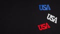 4th of July, USA Independence Day banner template. Black background with blue red white USA decorations. Fourth of July greeting Royalty Free Stock Photo
