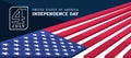 4th of july USA independence day - 3d perspective block american national flag on dark blue background vector design Royalty Free Stock Photo