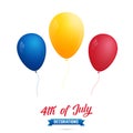 4th of July-USA Independence Day. Decoration set of red, blue, gold balloons. Fourth of July vector illustration. Royalty Free Stock Photo