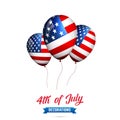 4th of July-USA Independence Day. Decoration set of USA flag balloons. Fourth of July vector illustration. Royalty Free Stock Photo