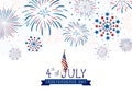 4th of july USA Independence day design of fireworks on white background vector illustration Royalty Free Stock Photo