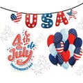 4th july USA independence day illustrations. Royalty Free Stock Photo