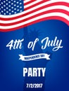 4th of July. USA Independence Day party poster. Fourth of July holiday event banner