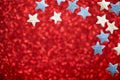 4th of July. USA Patriotic flag from blurred view of glitters and stars. Memorial, President, Labor Day background. Mock up Royalty Free Stock Photo