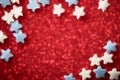 4th of July. USA Patriotic flag from blurred view of glitters and stars. Memorial, President, Labor Day background. Mock up Royalty Free Stock Photo