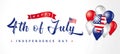4th of July USA vintage lettering for greeting card with balloons Royalty Free Stock Photo