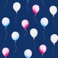 4th of July. Watercolor baloon pattern for United Stated independence day. Design for print, card, banner