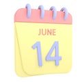 14th June 3D calendar icon