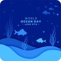 8th june international ocean day event background save and clean ecosystem