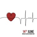 14th June,World Blood donor Day Illustration Of Blood Donation Concept Design.