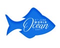 8th june world ocean day background with paper cut effect